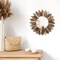 12 inch Boho Wall DecorDecorative Mirror for Wall Decor with Rustic Wood Sunburst Framed Boho Bedroom Decor Room Decor Home Decor for Bedroom Living Room Tril Color